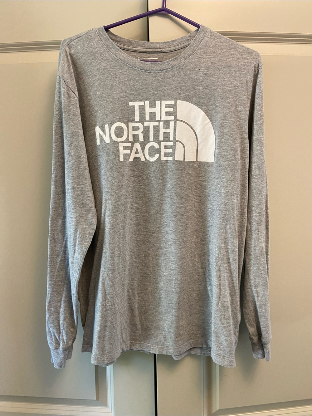 The North Face Light Grey Long Sleeve Logo Tee